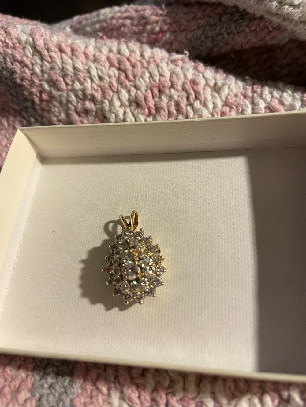 14 k gold Cluster diamond pendant- Elegant Sparkle